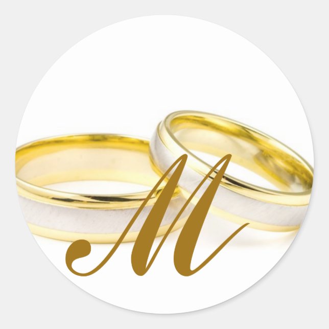 Wedding Rings Monogram M Invitation Seal (Front)