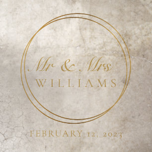 Wedding rings Mr & Mrs gold effect floor sign Decals