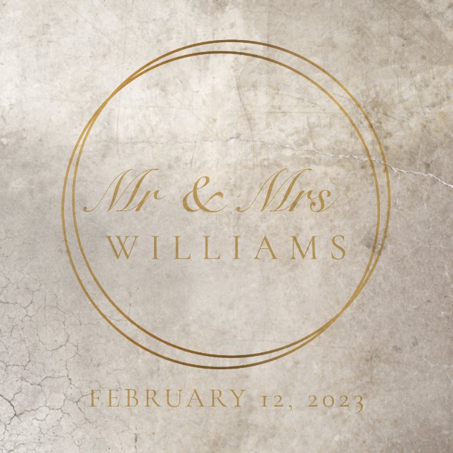 Wedding rings Mr & Mrs gold effect floor sign Decals (Insitu)