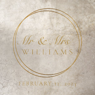 Wedding rings Mr & Mrs gold effect floor sign Floor Decals