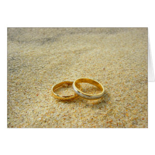 Wedding Rings on beach blank card template