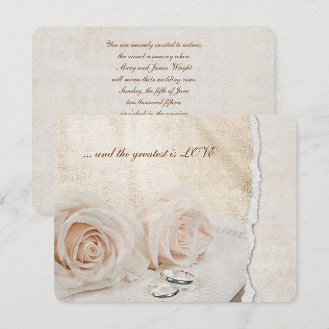 Wedding Rings On Bible Vow Renewal Invitation (Front/Back)