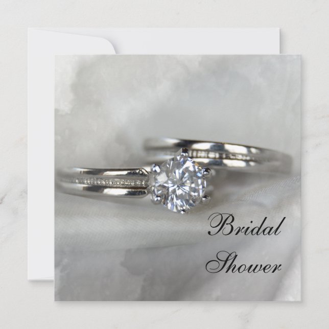 Wedding Rings on Gray Bridal Shower Invitation (Front)