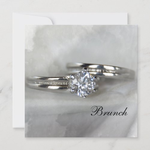 Wedding Rings on Gray Brunch Invitation