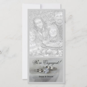 Wedding Rings on Gray Engagement Announcement