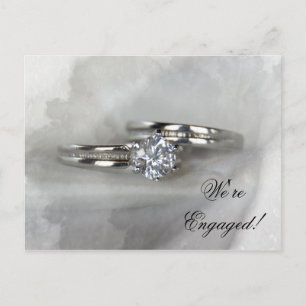 Wedding Rings on Gray Engagement Announcement Postcard
