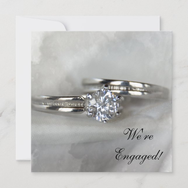 Wedding Rings on Gray Engagement Party Invitation (Front)