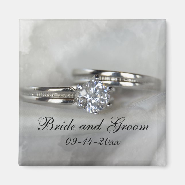 Wedding Rings on Gray Magnet (Front)