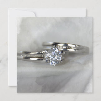 Wedding Rings on Gray Marriage Invitation