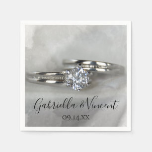 Wedding Rings on Gray Napkins