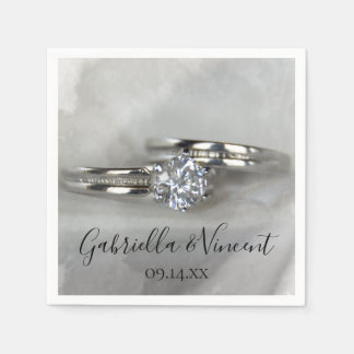 Wedding Rings on Gray Napkins
