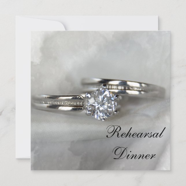 Wedding Rings on Gray Rehearsal Dinner Invitation (Front)