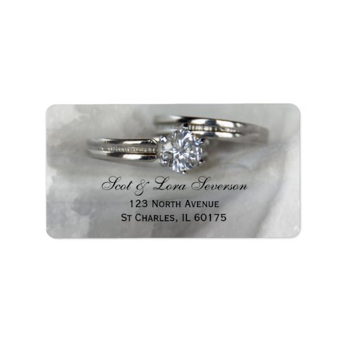 Wedding Rings on Gray Return Address Labels