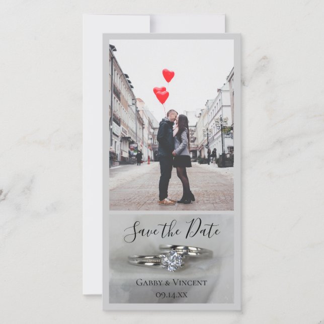 Wedding Rings on Gray Save the Date (Front)