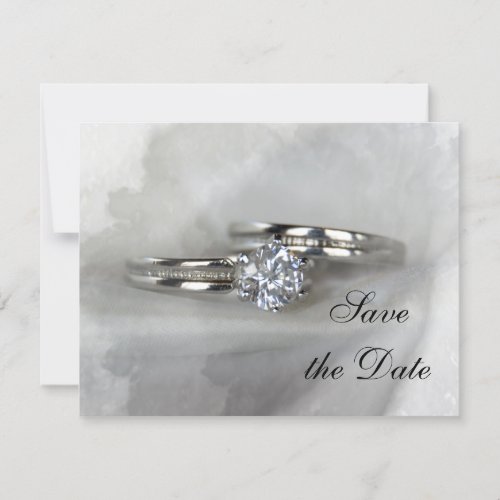 Wedding Rings on Gray Save the Date