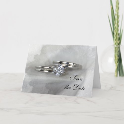 Wedding Rings on Gray Save the Date Announcement