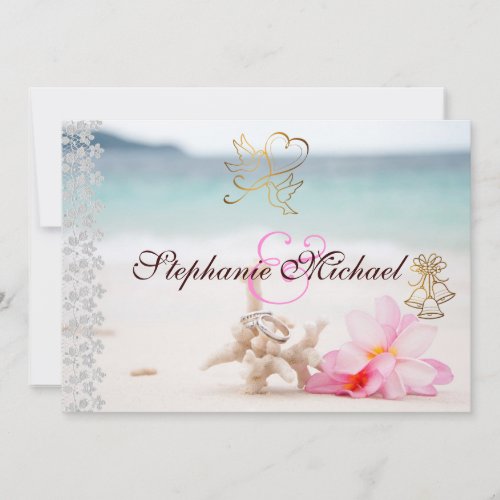 Wedding Rings On The Beach Wedding Invitation
