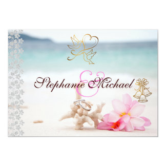 Wedding Rings On The Beach Wedding Invitation