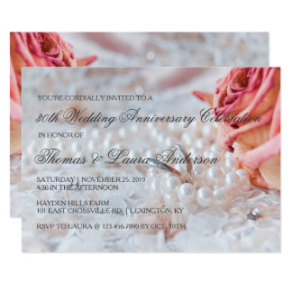 Wedding Rings Pearls 30th Wedding Anniversary Card