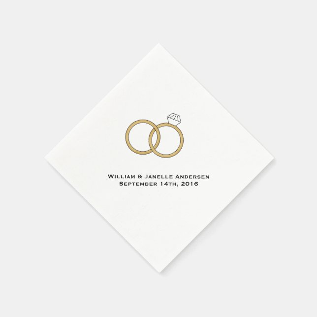 Wedding Rings Personalized Paper  Napkins (Corner)