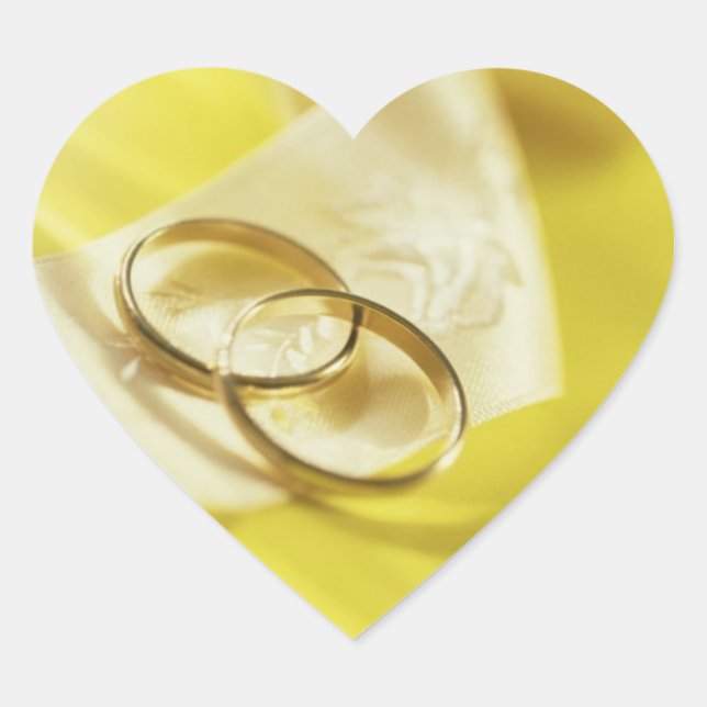 Wedding Rings Ribbon Wedding Hearts Heart Sticker (Front)