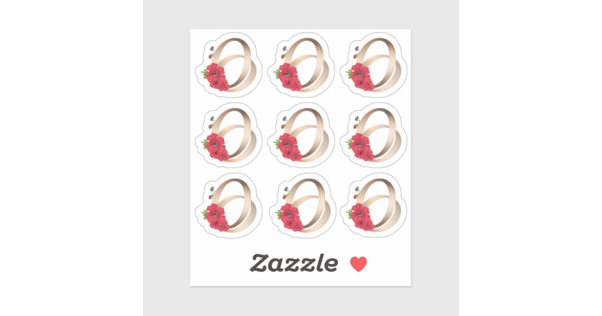 Wedding rings, rings, gold, love, vintage sticker | Zazzle