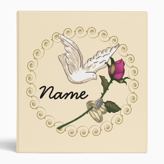 Wedding Rings Rose  3 Ring Binder (Front)