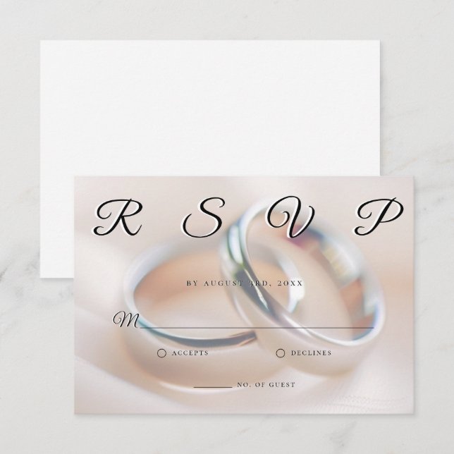 Wedding Rings Simple Elegant Minimalist RSVP Card  (Front/Back)