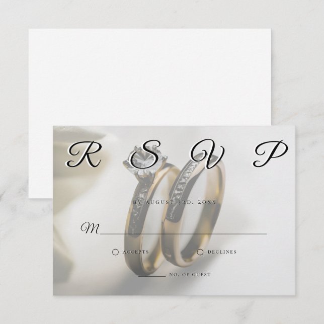Wedding Rings Simple Elegant Minimalist RSVP Card  (Front/Back)