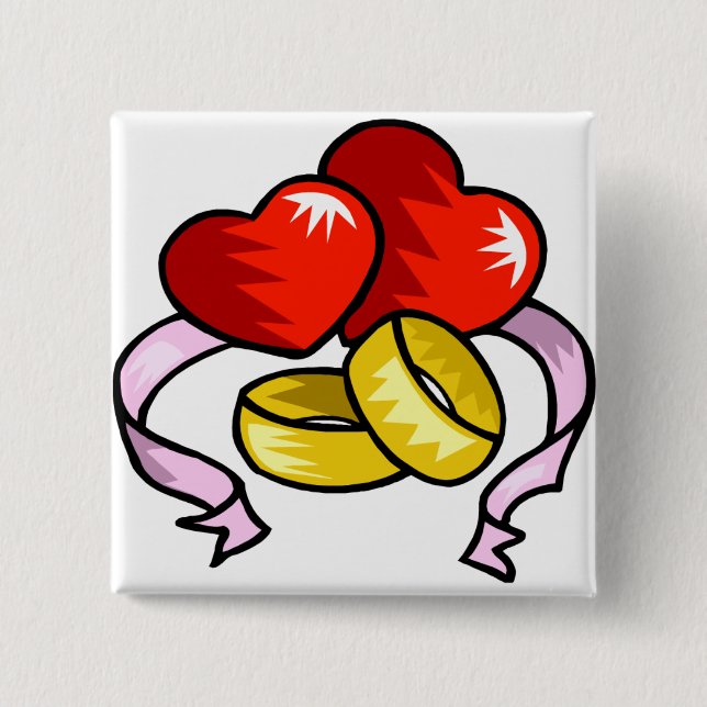 Wedding Rings Under Heart Pinback Button (Front)