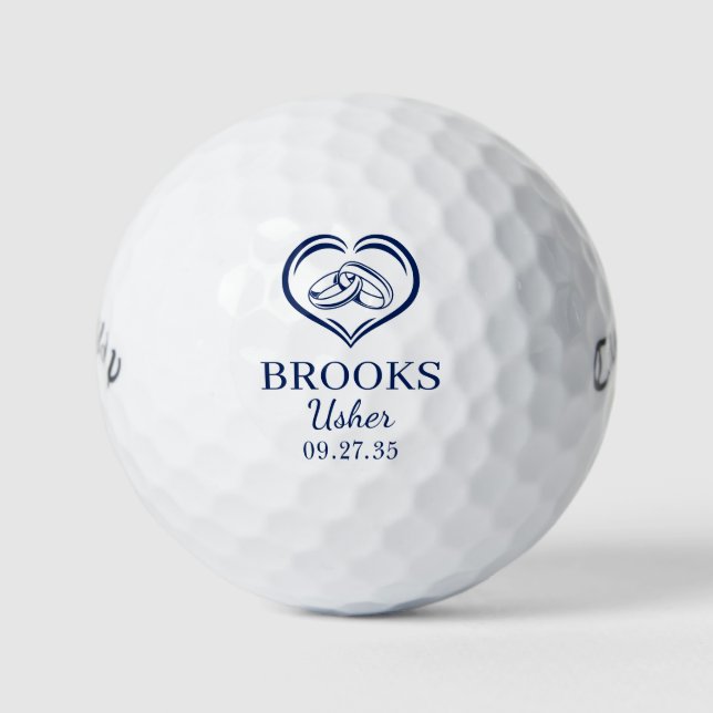 Wedding Rings Usher Golf Balls (Front)