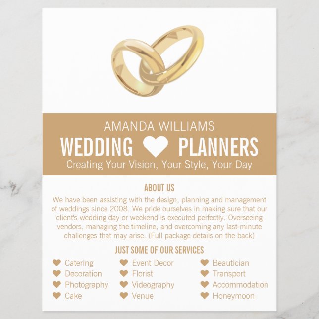 Wedding Rings, Wedding Event Planner Advertising Flyer (Front)