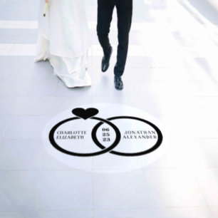WEDDING RINGS with BRIDE & GROOM NAMES Floor Decals
