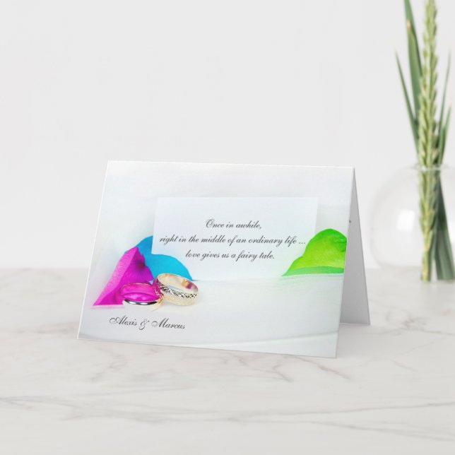 wedding rings with rose petals card (Front)