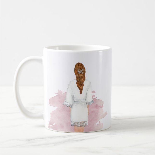wedding robe blush pink future mrs monogram coffee mug (Left)