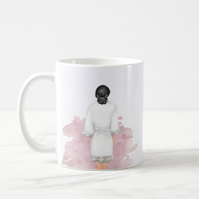 wedding robe blush pink future mrs monogram coffee mug (Left)