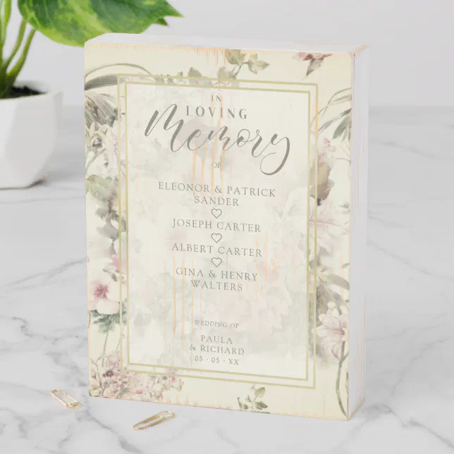Wedding Romantic Memorial Table Vintage Floral Wooden Box Sign | Zazzle