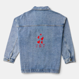 Wedding romantic partner add couple initial letter denim jacket