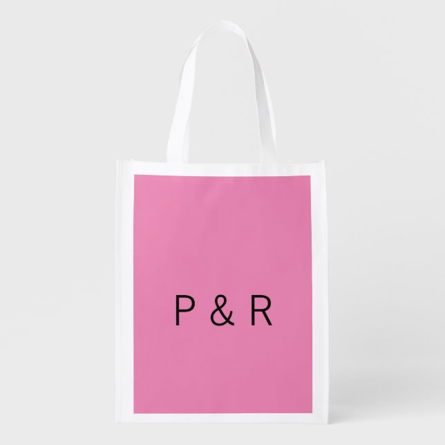 Wedding romantic partner add couple initial letter grocery bag (Front)