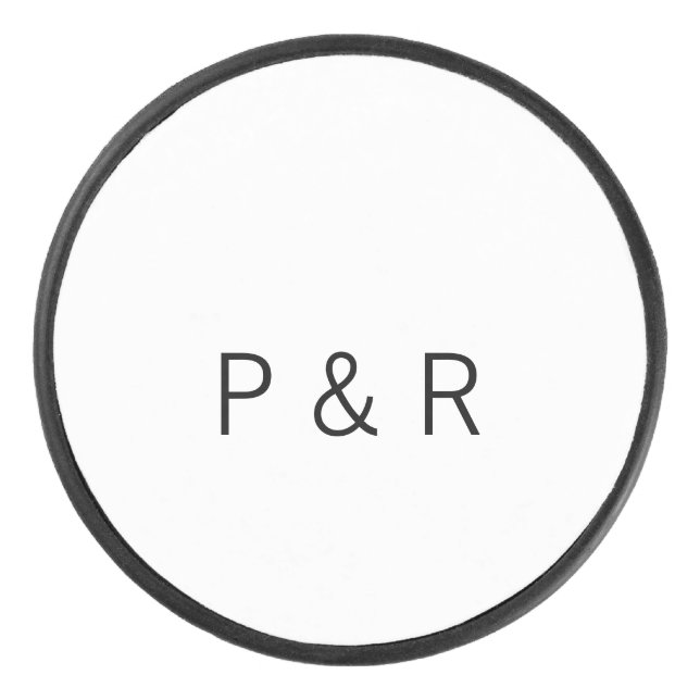 Wedding romantic partner add couple initial letter hockey puck (Front)