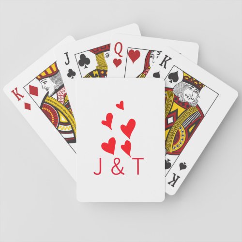 Wedding romantic partner add couple initial letter playing cards
