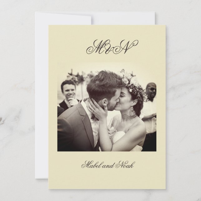 Wedding Romantic Photo Neutral Color Invitation (Back)
