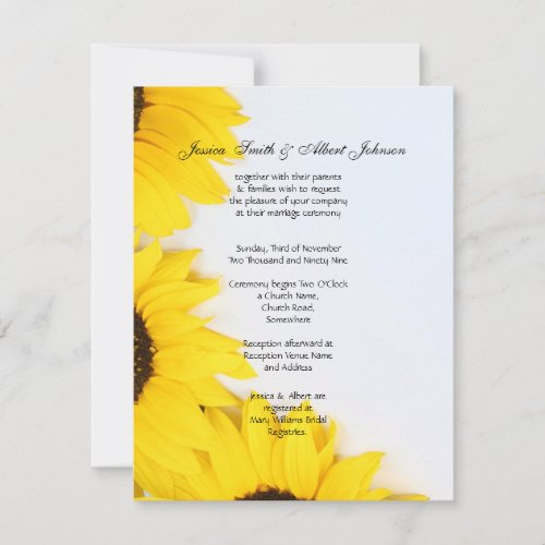 Wedding romantic sunflowers invitation