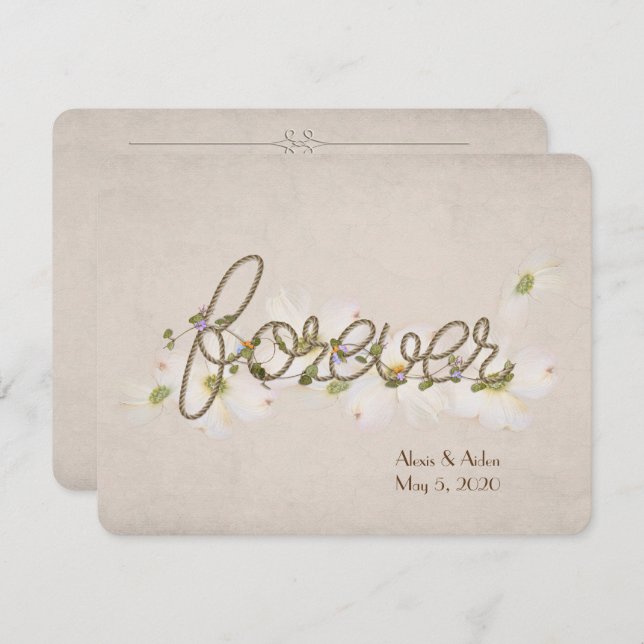 wedding rope forever with flowers invitation (Front/Back)