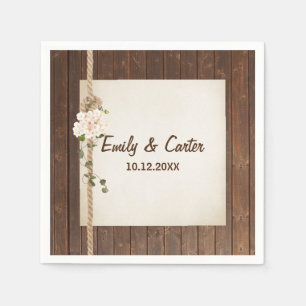 Wedding Rope Knot On Wood Napkins