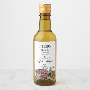 Wedding Rose Bouquet Mini Wine Bottle Label