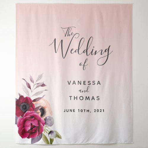 Wedding rose gold blush florals photo elegant tapestry