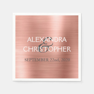 Wedding Rose Gold Blush Pink Foil Napkins