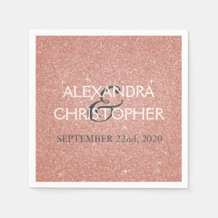 Wedding Rose Gold Blush Pink Glitter Napkins