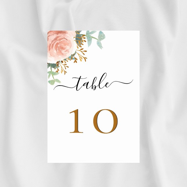 Wedding rose gold eucalyptus greenery table number (Creator Uploaded)